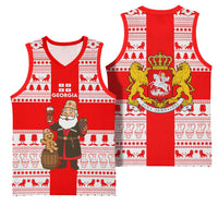 Georgia Christmas Basketball Jersey with Santa in Chokha Wine Barrel Gingerbread and Coat of Arms Design - Wonder Print Shop