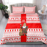 Georgia Christmas Bedding Set with Santa in Chokha Wine Barrel Gingerbread and Coat of Arms Design - Wonder Print Shop