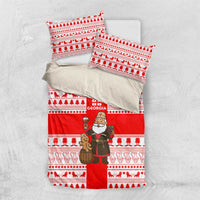 Georgia Christmas Bedding Set with Santa in Chokha Wine Barrel Gingerbread and Coat of Arms Design - Wonder Print Shop