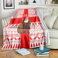 Georgia Christmas Blanket with Santa in Chokha Wine Barrel Gingerbread and Coat of Arms Design - Wonder Print Shop