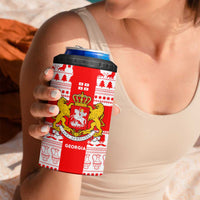 Georgia Christmas 4 in 1 Can Cooler Tumbler with Santa in Chokha Wine Barrel Gingerbread and Coat of Arms Design - Wonder Print Shop