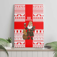 Georgia Christmas Canvas Wall Art with Santa in Chokha Wine Barrel Gingerbread and Coat of Arms Design - Wonder Print Shop