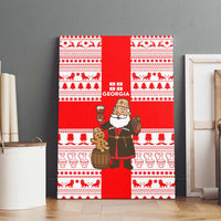 Georgia Christmas Canvas Wall Art with Santa in Chokha Wine Barrel Gingerbread and Coat of Arms Design - Wonder Print Shop