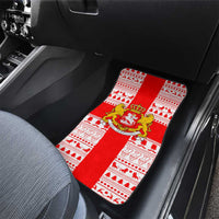 Georgia Christmas Car Mats with Santa in Chokha Wine Barrel Gingerbread and Coat of Arms Design - Wonder Print Shop