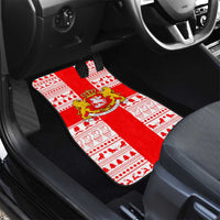 Georgia Christmas Car Mats with Santa in Chokha Wine Barrel Gingerbread and Coat of Arms Design - Wonder Print Shop
