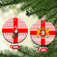 Georgia Christmas Ceramic Ornament with Santa in Chokha Wine Barrel Gingerbread and Coat of Arms Design - Wonder Print Shop