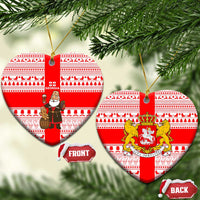 Georgia Christmas Ceramic Ornament with Santa in Chokha Wine Barrel Gingerbread and Coat of Arms Design - Wonder Print Shop