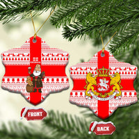 Georgia Christmas Ceramic Ornament with Santa in Chokha Wine Barrel Gingerbread and Coat of Arms Design - Wonder Print Shop