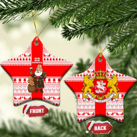 Georgia Christmas Ceramic Ornament with Santa in Chokha Wine Barrel Gingerbread and Coat of Arms Design - Wonder Print Shop