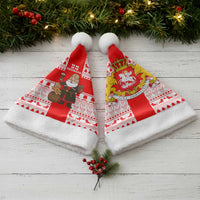 Georgia Christmas Santa Hat with Santa in Chokha Wine Barrel Gingerbread and Coat of Arms Design - Wonder Print Shop
