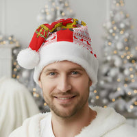 Georgia Christmas Santa Hat with Santa in Chokha Wine Barrel Gingerbread and Coat of Arms Design - Wonder Print Shop