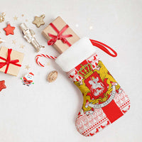 Georgia Christmas Stocking with Santa in Chokha Wine Barrel Gingerbread and Coat of Arms Design - Wonder Print Shop