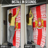 Georgia Christmas Door Cover with Santa in Chokha Wine Barrel Gingerbread and Coat of Arms Design - Wonder Print Shop