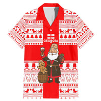 Georgia Christmas Family Matching Mermaid Dress and Hawaiian Shirt with Santa in Chokha Wine Barrel Gingerbread and Coat of Arms Design - Wonder Print Shop