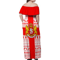 Georgia Christmas Family Matching Off Shoulder Maxi Dress and Hawaiian Shirt with Santa in Chokha Wine Barrel Gingerbread and Coat of Arms Design - Wonder Print Shop