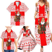 Georgia Christmas Family Matching Summer Maxi Dress and Hawaiian Shirt with Santa in Chokha Wine Barrel Gingerbread and Coat of Arms Design - Wonder Print Shop
