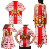 Georgia Christmas Family Matching Tank Maxi Dress and Hawaiian Shirt with Santa in Chokha Wine Barrel Gingerbread and Coat of Arms Design - Wonder Print Shop