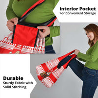 Georgia Christmas Grocery Bag with Santa in Chokha Wine Barrel Gingerbread and Coat of Arms Design - Wonder Print Shop