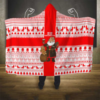 Georgia Christmas Hooded Blanket with Santa in Chokha Wine Barrel Gingerbread and Coat of Arms Design - Wonder Print Shop