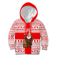 Georgia Christmas Kid Hoodie with Santa in Chokha Wine Barrel Gingerbread and Coat of Arms Design - Wonder Print Shop