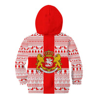 Georgia Christmas Kid Hoodie with Santa in Chokha Wine Barrel Gingerbread and Coat of Arms Design - Wonder Print Shop