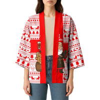 Georgia Christmas Kimono with Santa in Chokha Wine Barrel Gingerbread and Coat of Arms Design - Wonder Print Shop