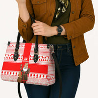 Georgia Christmas Leather Bag with Santa in Chokha Wine Barrel Gingerbread and Coat of Arms Design - Wonder Print Shop