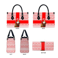 Georgia Christmas Leather Bag with Santa in Chokha Wine Barrel Gingerbread and Coat of Arms Design - Wonder Print Shop