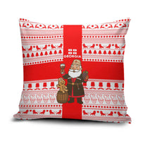 Georgia Christmas Pillow Cover with Santa in Chokha Wine Barrel Gingerbread and Coat of Arms Design - Wonder Print Shop
