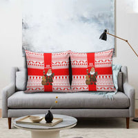 Georgia Christmas Pillow Cover with Santa in Chokha Wine Barrel Gingerbread and Coat of Arms Design - Wonder Print Shop