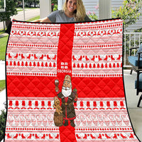 Georgia Christmas Quilt with Santa in Chokha Wine Barrel Gingerbread and Coat of Arms Design - Wonder Print Shop