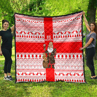 Georgia Christmas Quilt with Santa in Chokha Wine Barrel Gingerbread and Coat of Arms Design - Wonder Print Shop