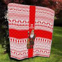 Georgia Christmas Quilt with Santa in Chokha Wine Barrel Gingerbread and Coat of Arms Design - Wonder Print Shop
