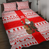 Georgia Christmas Quilt Bed Set with Santa in Chokha Wine Barrel Gingerbread and Coat of Arms Design - Wonder Print Shop