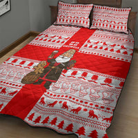 Georgia Christmas Quilt Bed Set with Santa in Chokha Wine Barrel Gingerbread and Coat of Arms Design - Wonder Print Shop
