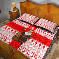Georgia Christmas Quilt Bed Set with Santa in Chokha Wine Barrel Gingerbread and Coat of Arms Design - Wonder Print Shop