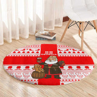 Georgia Christmas Round Carpet with Santa in Chokha Wine Barrel Gingerbread and Coat of Arms Design - Wonder Print Shop