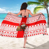 Georgia Christmas Sarong with Santa in Chokha Wine Barrel Gingerbread and Coat of Arms Design - Wonder Print Shop