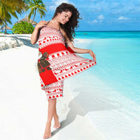 Georgia Christmas Sarong with Santa in Chokha Wine Barrel Gingerbread and Coat of Arms Design - Wonder Print Shop