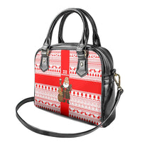 Georgia Christmas Shoulder Handbag with Santa in Chokha Wine Barrel Gingerbread and Coat of Arms Design - Wonder Print Shop
