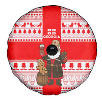 Georgia Christmas Spare Tire Cover with Santa in Chokha Wine Barrel Gingerbread and Coat of Arms Design - Wonder Print Shop