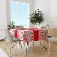 Georgia Christmas Tablecloth with Santa in Chokha Wine Barrel Gingerbread and Coat of Arms Design - Wonder Print Shop