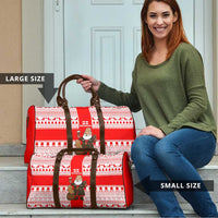 Georgia Christmas Travel Bag with Santa in Chokha Wine Barrel Gingerbread and Coat of Arms Design - Wonder Print Shop