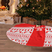 Georgia Christmas Tree Skirt with Santa in Chokha Wine Barrel Gingerbread and Coat of Arms Design - Wonder Print Shop