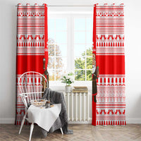 Georgia Christmas Window Curtain with Santa in Chokha Wine Barrel Gingerbread and Coat of Arms Design - Wonder Print Shop