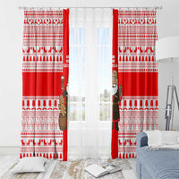 Georgia Christmas Window Curtain with Santa in Chokha Wine Barrel Gingerbread and Coat of Arms Design - Wonder Print Shop