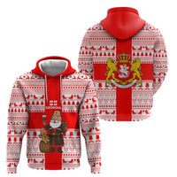 Georgia Christmas Zip Hoodie with Santa in Chokha Wine Barrel Gingerbread and Coat of Arms Design - Wonder Print Shop