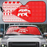 Georgia Christmas Auto Sun Shade with Bear Mountains Forest Pattern and Traditional Georgian Design - Wonder Print Shop