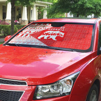 Georgia Christmas Auto Sun Shade with Bear Mountains Forest Pattern and Traditional Georgian Design - Wonder Print Shop