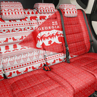 Georgia Christmas Back Car Seat Cover with Bear Mountains Forest Pattern and Traditional Georgian Design - Wonder Print Shop